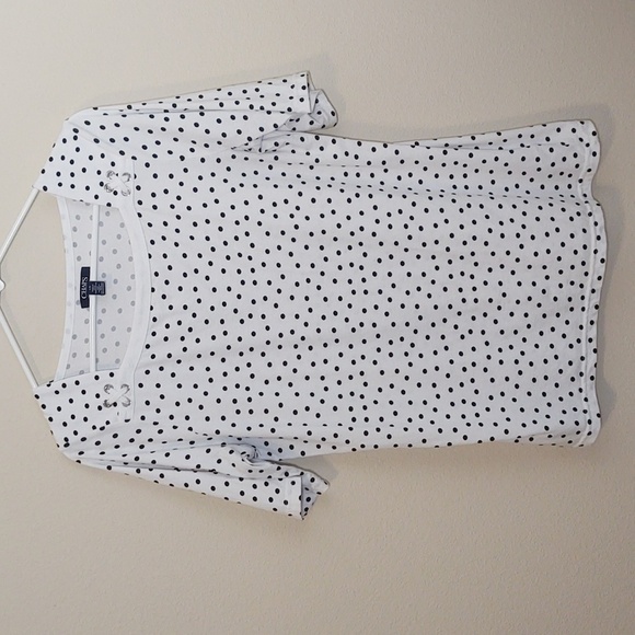 Chaps Women's Short Sleeve Square Neck Cotton TShirt with Decorative Trim - Picture 1 of 7